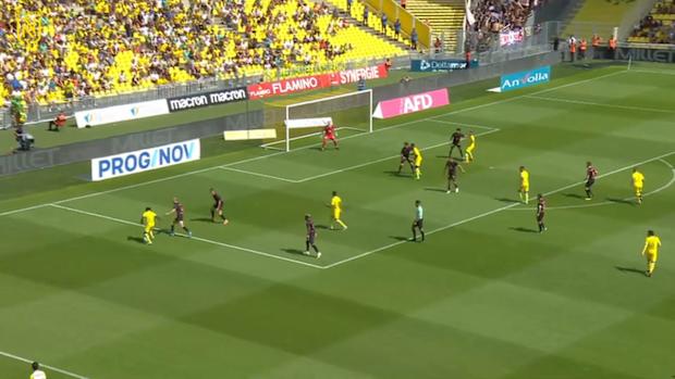 Evann Guessand's first goal at Nantes